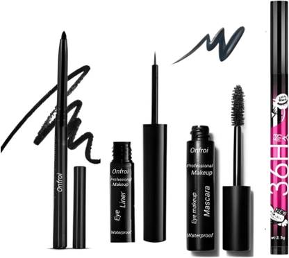 Onfroi Waterproof & Long Lasting Eyeliner
& Mascara pack of 4 16 ml