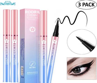 rodril Horec Cherry Blossoms Waterproof Liquid One-Stroke Black Eye Liner Pack Of 3 30 g