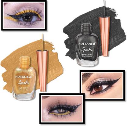 Perpaa Glitter Liquid EyeLiner, Water Resistant ,Smudge Proof, Transfer Proof 7 ml Each 14 ml