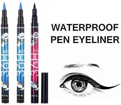 Ashyra 36H Eyeliner Precision Liquid Waterproof Eyeliner Pencil EyeLiner (Pack of 3) 16 ml