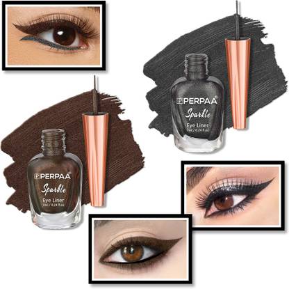 Perpaa Glitter Liquid EyeLiner, Water Resistant ,Smudge Proof, Transfer Proof 7 ml Each 14 ml