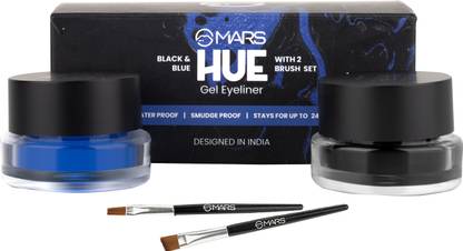 MARS 2 in 1 Black & Blue Water Proof & Smudge Proof 24hrs Gel Eyeliner 6 g