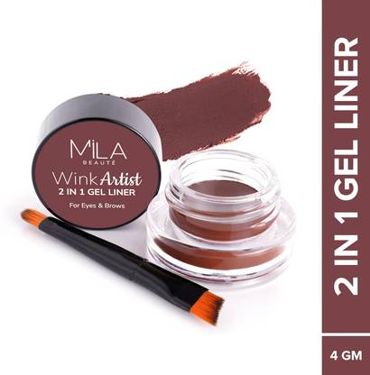 MILA BEAUTÉ WInk Artist Gel Liner 2in1 with Brush Waterproof Eyeliner Upto 36hrs 4 g