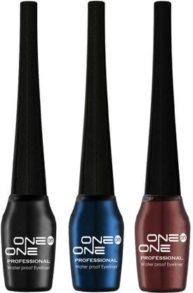 One on One Waterproof Eyeliner, Set of 3 | Long lasting Eyeliner, Smudge Proof Eye Makeup 15 ml