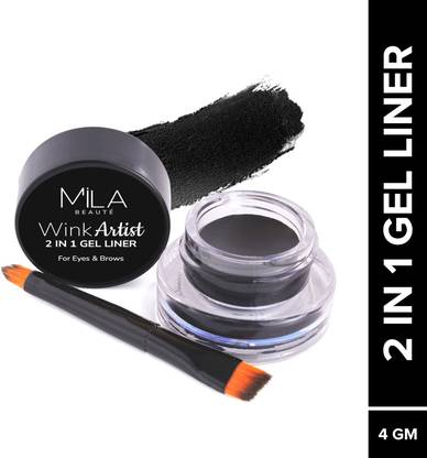MILA BEAUTÉ WInk Artist Gel Liner 2in1 with Brush Waterproof Eyeliner Upto 36hrs 4 g