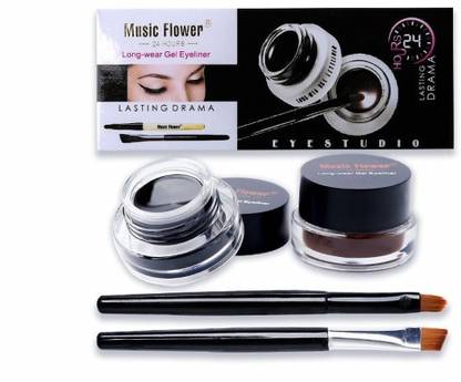 Music Flower Black and Brown Sweat Resistant Eyeliner 6 g
