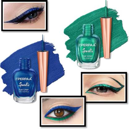 Perpaa Glitter Liquid EyeLiner, Water Resistant ,Smudge Proof, Transfer Proof 7 ml Each 14 ml