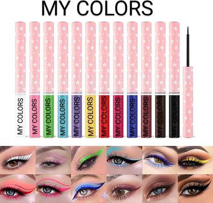 My Colors Matte Liquid Eyeliner 12 Colors Waterproof High Pigmented Colorful Matte 24 ml