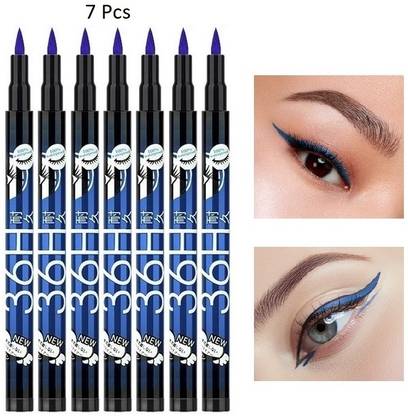Rez May Insta Beauty Water Proof Long Lasting Liquid Sketch Pen EyeLiner Blue - 7 Pcs 21 g