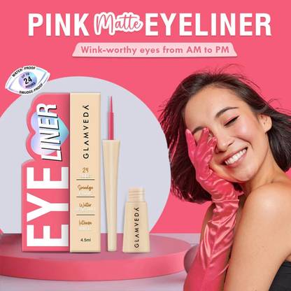 GLAMVEDA Super Matte Liquid Eyeliner Intense Pink | 24 hour Long stay | Quick Drying 4.5 ml
