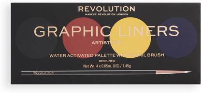 Makeup Revolution Graphic Eyeliner Palettes Artist Water Activated Matte Color With Brush 5.4 g