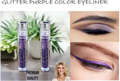Luipui LIQUID SMUDGE PROOF GLITTER PURPLE COLOR EYELINER PACK OF 2 14 ml