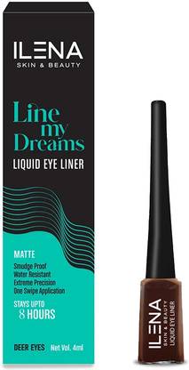 ILENA Line My Dreams Liquid Eye Liner, Brown Color, Matte, 8-Hour Smudge-Proof, 4 ml