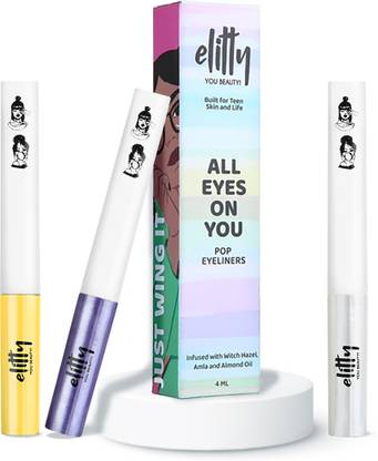 Elitty Daylight Colour Waterproof Liquid Eyeliner Combo , Pack of 3, Lasts Upto 12Hrs 12 ml