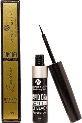 Veeyomee Beauty Rapid Dry Soft Tip Jet Black Waterproof Eyeliner - Smudge-Proof, Long-Lasting 5 ml