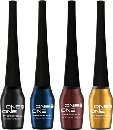 One on One Waterproof Eyeliner, Set of 4 | Long lasting Eyeliner, Smudge Proof Eye Makeup 20 ml