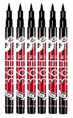 huemic 36 Hour Water Proof Long Lasting Liquid Pencil Eye Liner PACK OF 6 PC 2.5 g