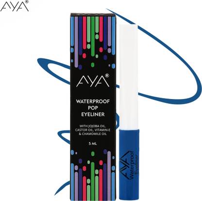AYA Waterproof Eyeliner - 5 ml, Denim Blue | Waterproof, Long Lasting, Smudge Proof 5 ml