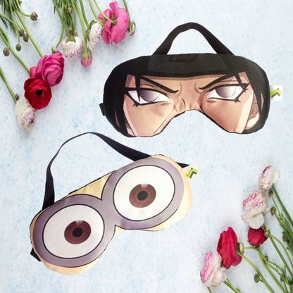 JELLIFY (Pack of 2) Minion with Naruta Print Eye mask/ Sleep Mask for Relaxing
