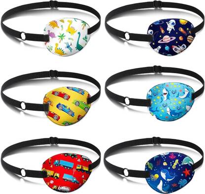 HASTHIP Pirate Eye Patch Set for Kids 6 Pack 3D Contoured Pads Adjustable for Parties Party Mask