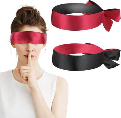 eyurva 2 Pcs soft satin eye mask ribbon | soft blindfold| blindfold for couples
