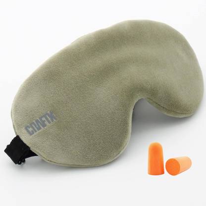 craftx 3D Sleeping Eyemask With Earplugs, 100% Darkness, Eye Mask ( Olive , PACK OF 2 )