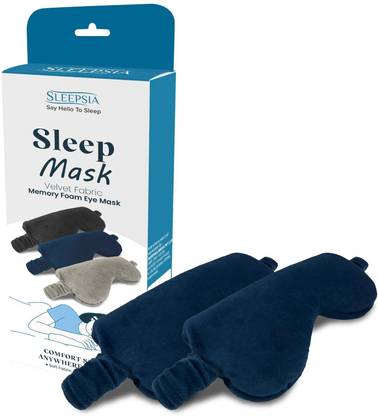 Sleepsia Velvet Sleeping Eye Mask Super Soft Night Smooth Travel Nap Mask, Blue Pack of 2