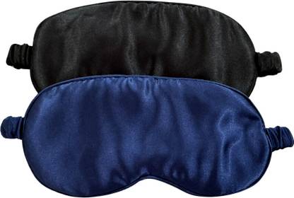 TRAVELEZE BLU-BLK satin eye mask combo