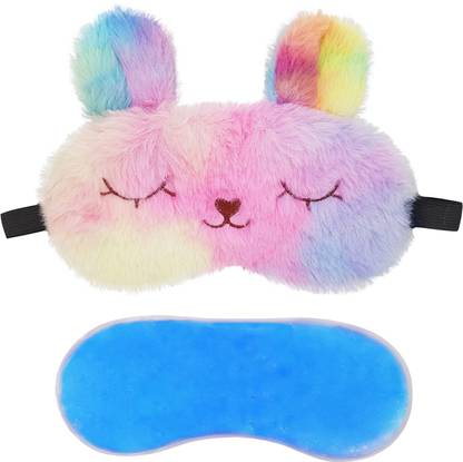 Jenna Fur Bunny Multi Sleeping Eye Mask for Insomnia, Meditation, Puffy Eyes and Dark Circles With Gel