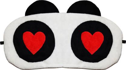 Nitsha Panda Red Heart Eye Blind Sleeping Eye Mask Slip Night Sleep Eye White And Black Super Soft & Smooth Travel Masks for Men Women Girls Boys Kids (Panda)