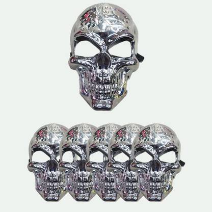 PopTheParty Silver Skelton Mask for Kids Halloween Costume Accessory Pirate-Themed Parties