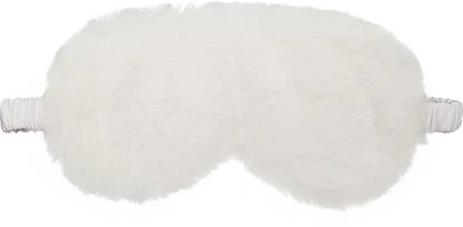 Jenna Natural Silk & Fur Sleep Mask, Puffy Eyes and Dark Circles (White)
