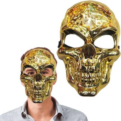 PopTheParty Masquerade Party Skull Mask Golden Skeleton Horror Skull Halloween Mask