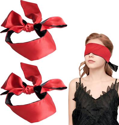 eyurva 2 Pcs. satin blindfold for fantasy game , soft silk blindfold for adults couples