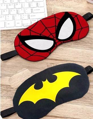JELLIFY Set of 2 Spider with batman Sleeping Eye mask Blind Fold for Comfortable Sleep