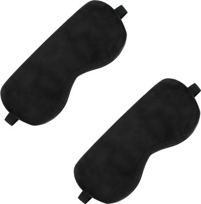 HEALTHQUE Supersoft Black Eye Mask 2pc Combo – Comfortable for Sleep & Travel