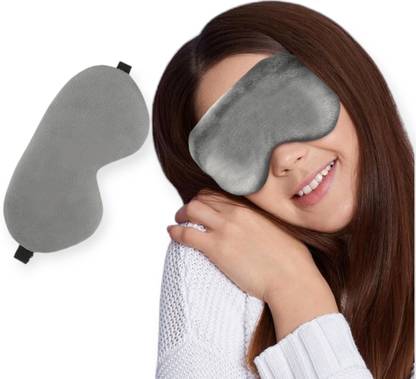 WOYR Grey Velvet Eye Mask for Sleeping|Eye mask with elastic strap for men women