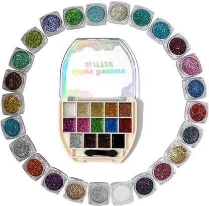 VOZWA 25 Color Eye Shadow Glitter with Pressed Glitter Eyeshadow Palette 52 g
