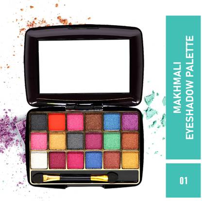 MATTLOOK 18 Shimmery Colors Makhmali Eyeshadow with Brush & Mirror in Palette 12.8 g