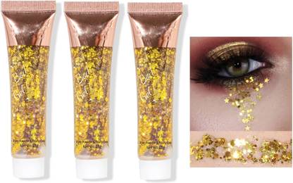 ADJD Combo Face Glitter Makeup Glitters for Eye Lip Hair Nails, Festival Gold 54 g