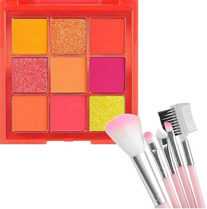 LOVE HUDA Professional 9 Colors Shimmer High Pigmented Eye Shadow Palette With Brush 150 g