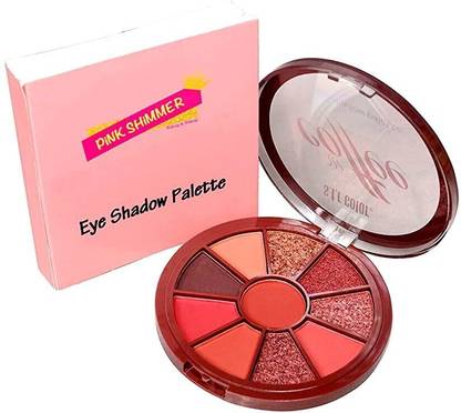 pink shimmer 10 Color Matte & Shimmer Round Eyeshadow Palette - Brown 10 g