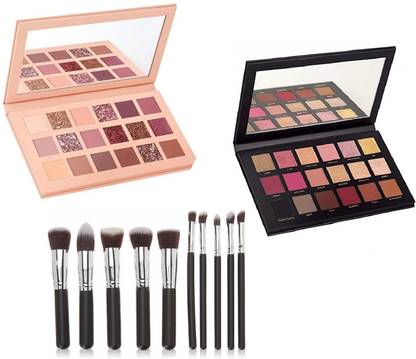 rezmay Beauty Promo Pack Rose Gold and Nude Eyeshadow Palette + 10 Piece Brush Set 36 g