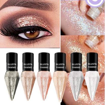 BLUST&FAMME Liquid Eyeshadow Non-Transfer & Insta Dry Metallic & Shimmery Finish 6 12 g
