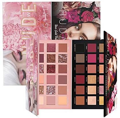 MR. HUDA Sweatproof Shimmery Nude and Rose Gold Eyeshadow Palette Combo, Shimmery Finish 70 g