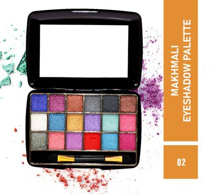 MATTLOOK 18 Shimmery Colors Makhmali Eyeshadow with Brush & Mirror in Palette-03 12.8 g