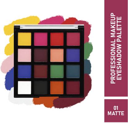 Half N Half 16 Colors Eyeshadow Palette Makeup Ultra-Blendable Long Lasting 01 7.5 g