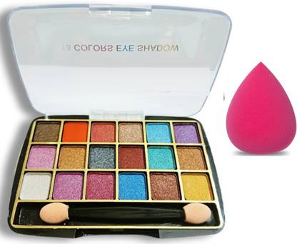 WECHARMERZ 18 Colour Travel Size Eyeshadow Palette With Makeup Sponge 18 g
