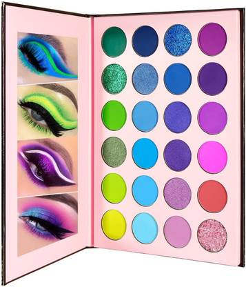 Cosluxe 24 Colors Eye Shadow with Green Blue Purple Matte Shimmer Glitter Eye Shadow 23.4 g