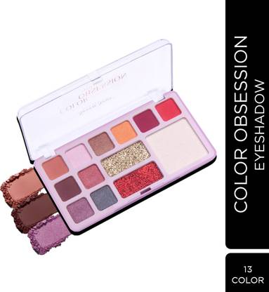 Seven Seas Color Obsession 13 Pigmented Colors Eyeshadow Palette Shimmery & Glitter Finish 32.2 g